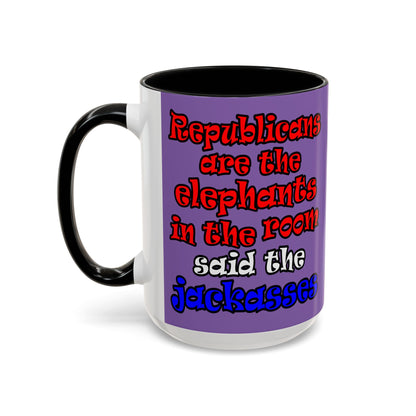 donkeys and elephants - Accent Mug (light purple)