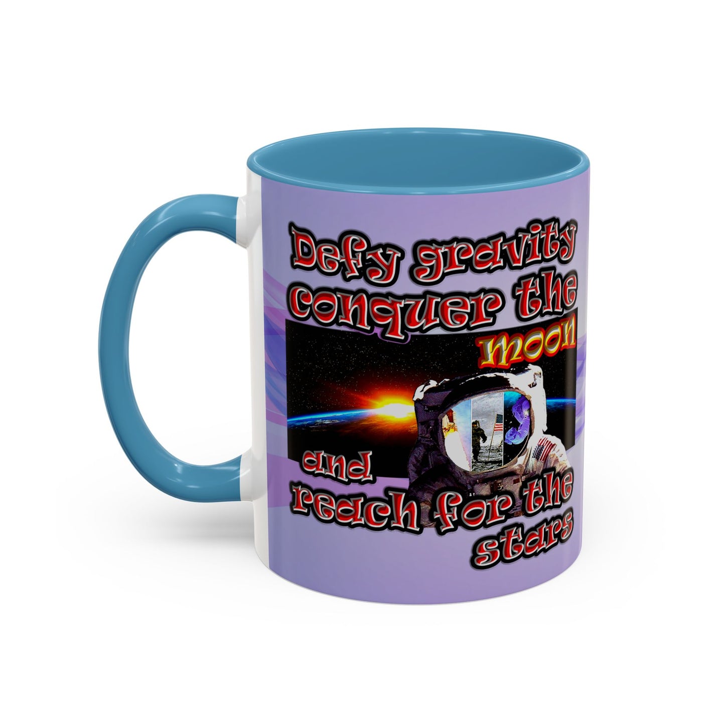 defy conquer reach - Accent Mug (light blue-pink wave)