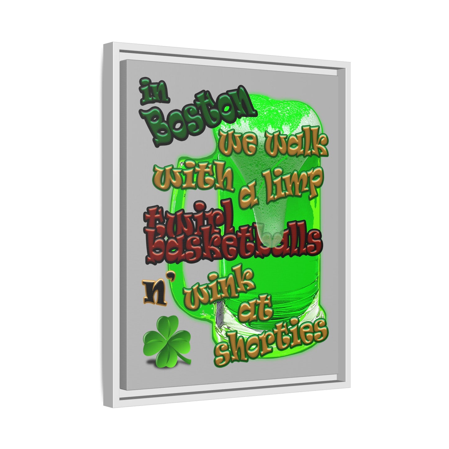 celtics logo - framed canvas art (light grey)