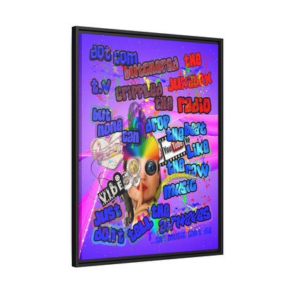 drop the beat - framed canvas art (purple-pink wave)