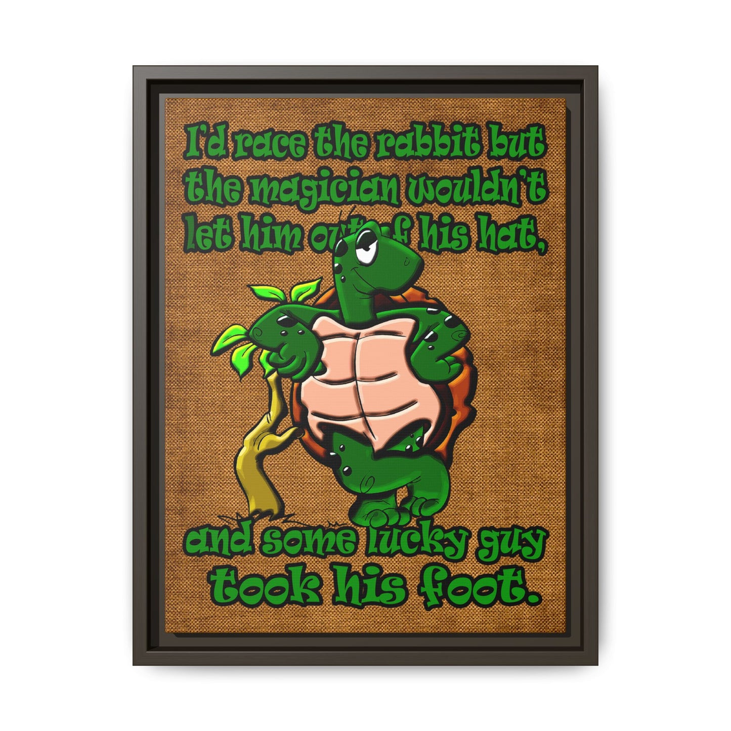 turtle race - framed canvas art (brown papyrus)