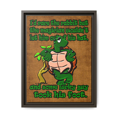 turtle race - framed canvas art (brown papyrus)