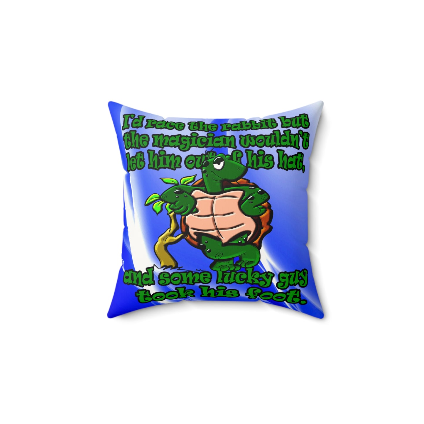turtle race - Faux Suede Square Pillow - (blue-white wave)