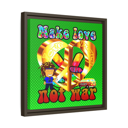 love peace - framed canvas art (logo green)