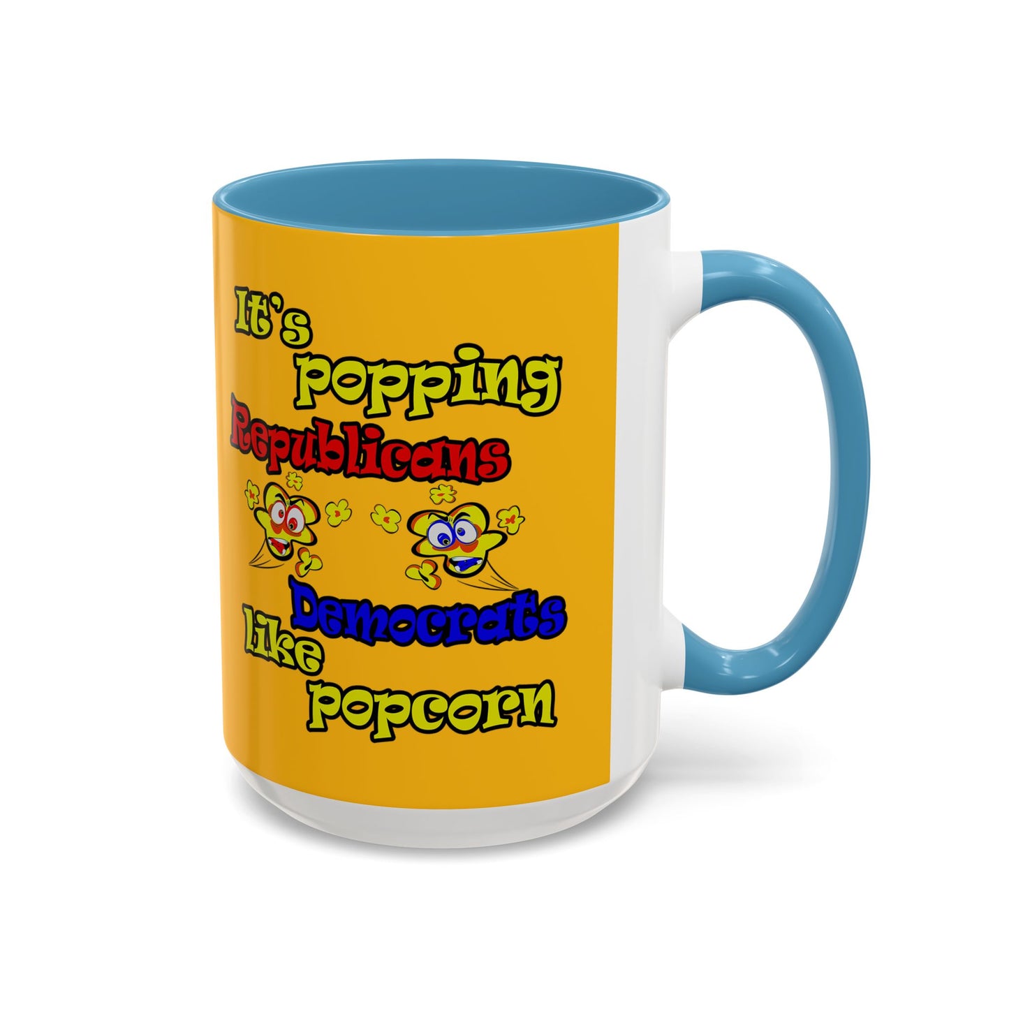 popping like popcorn - Accent Mug (yellow)