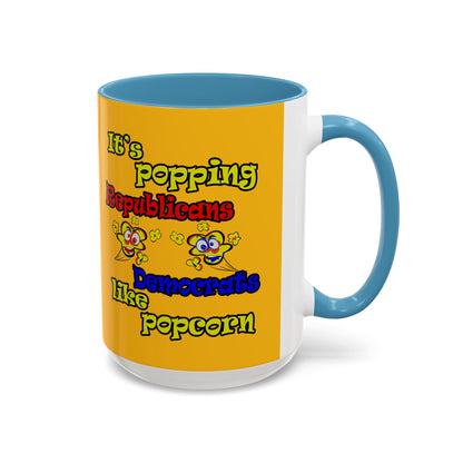 popping like popcorn - Accent Mug (yellow)