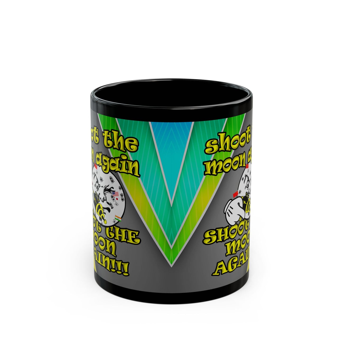 shoot the moon again - Black Mug (rainbow split)