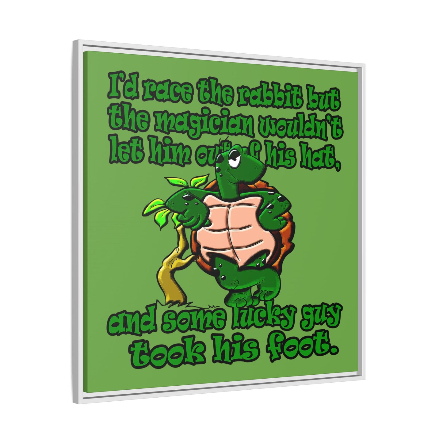turtle race - framed canvas art (green)