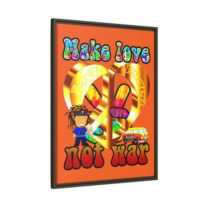 love peace - framed canvas art (orange)