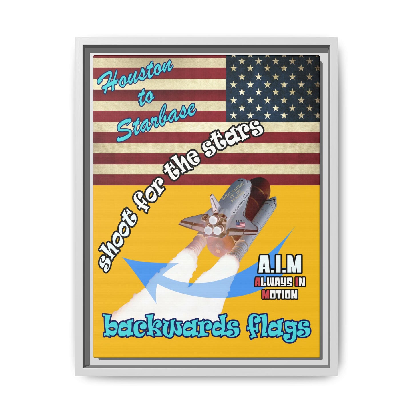 shoot for the stars - framed canvas art (yellow)