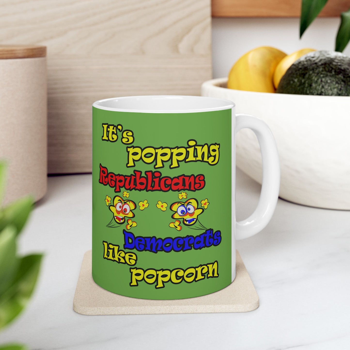 popping like popcorn - White Mug (green)
