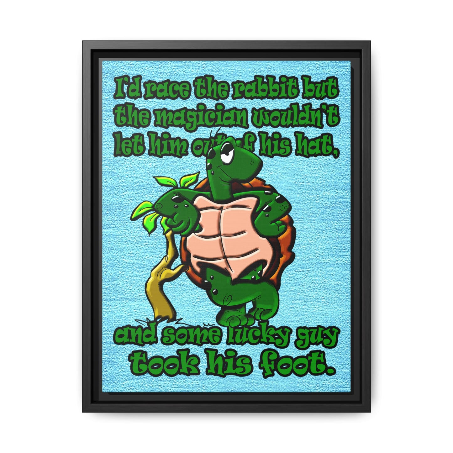 turtle race - framed canvas art (faded blue)