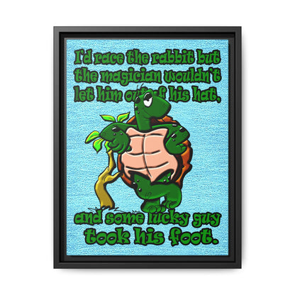 turtle race - framed canvas art (faded blue)