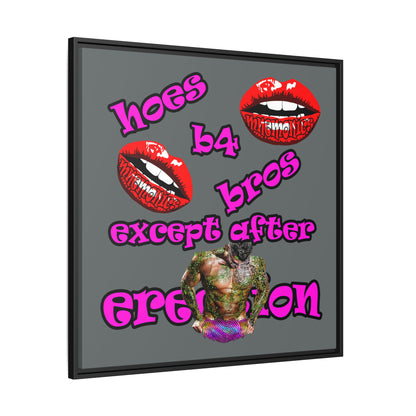 hoes b4 bros - framed canvas art (dark grey)