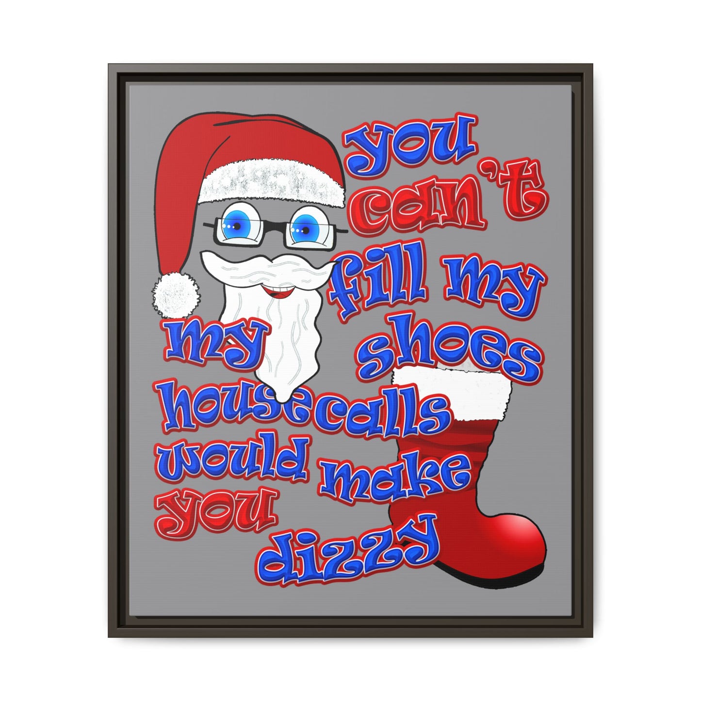 santa's shoes - framed canvas art (grey)