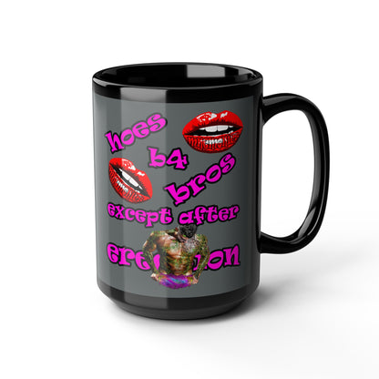 hoes b4 bros - Black Mug (dark grey)