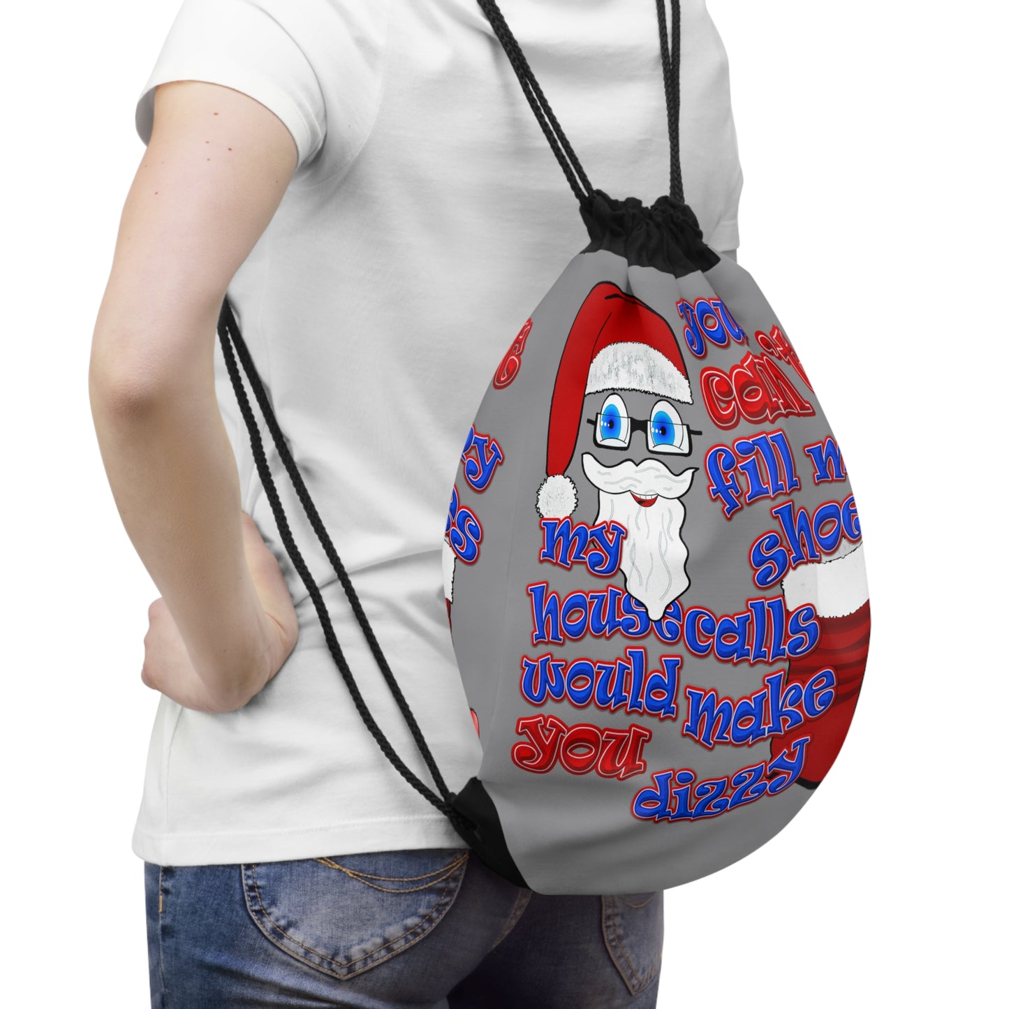 santa's shoes - Drawstring Bag (grey)
