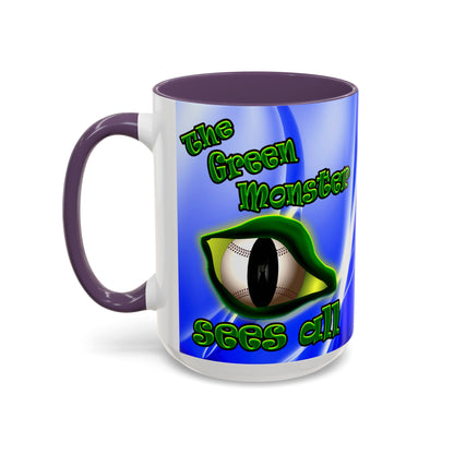 green monster - Accent Mug (blue-white wave)