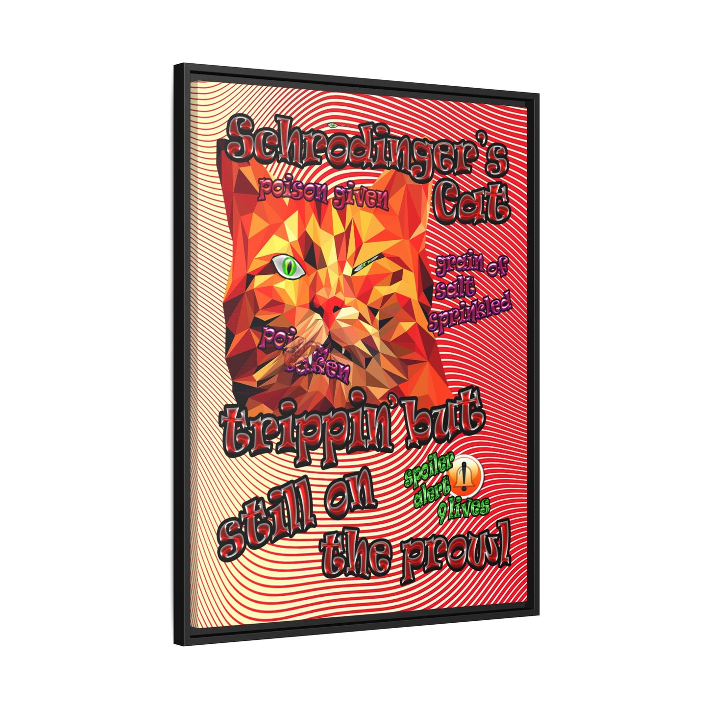 schrodinger's cat - framed canvas art (yellow-orange wave)