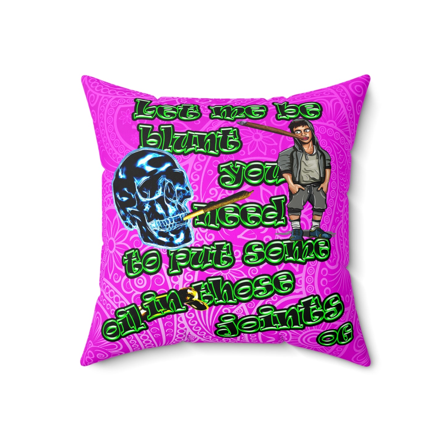 og - Spun Polyester Square Pillow - (pink swirl)