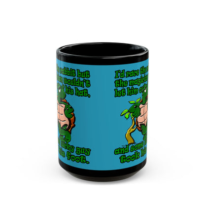 turtle race - Black Mug (turquoise)
