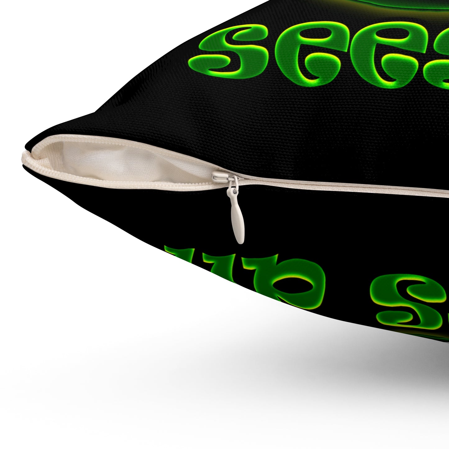 green monster - Spun Polyester Square Pillow - (black)