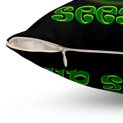 green monster - Spun Polyester Square Pillow - (black)