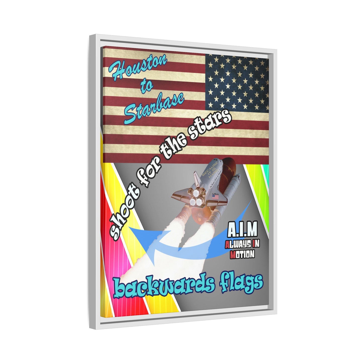 shoot for the stars - framed canvas art (rainbow split)