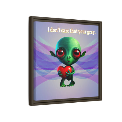 I don't care that your grey - framed canvas art (light blue-pink wave)