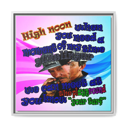 high noon - framed canvas art (light blue-pink wave)
