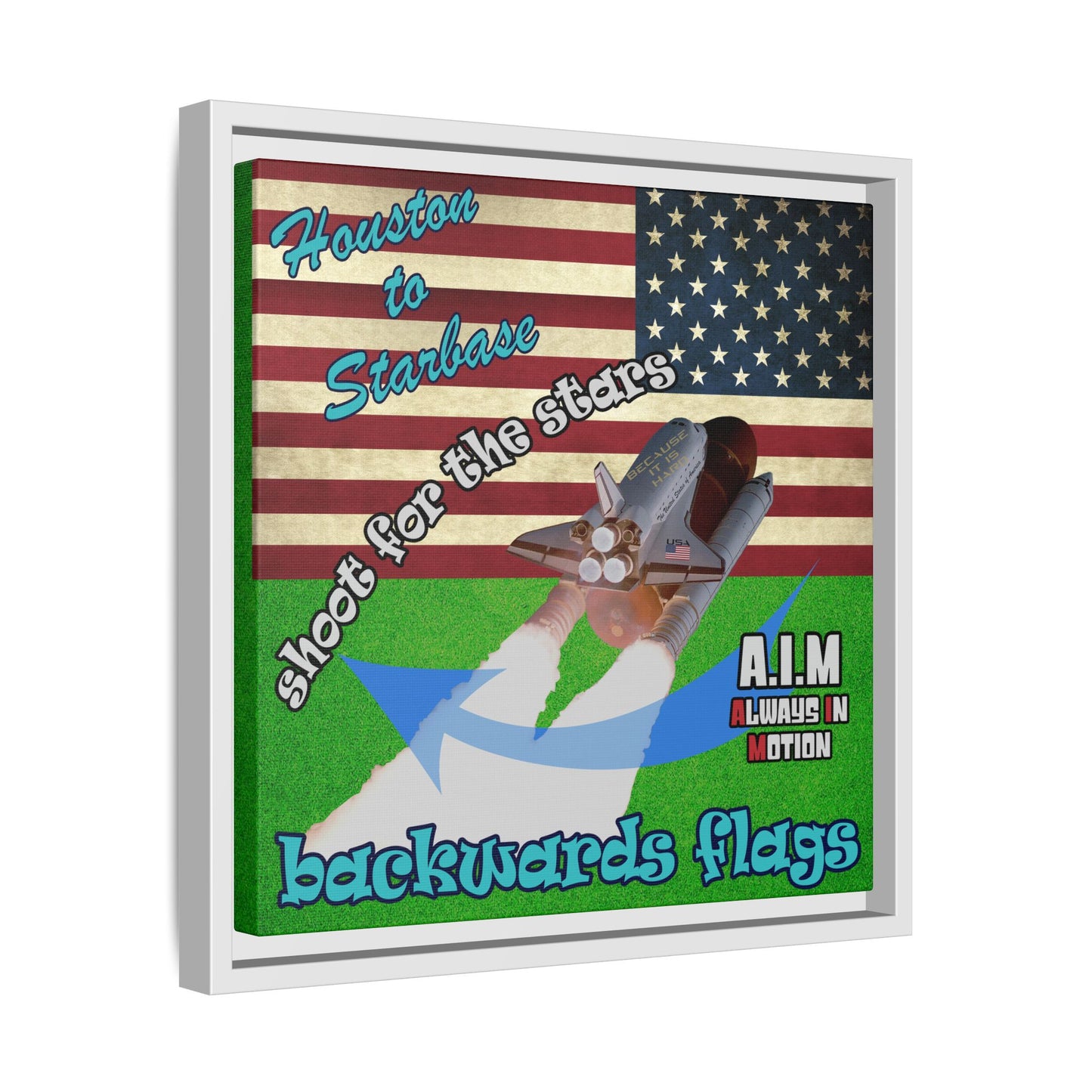 shoot for the stars - framed canvas art (green turf)