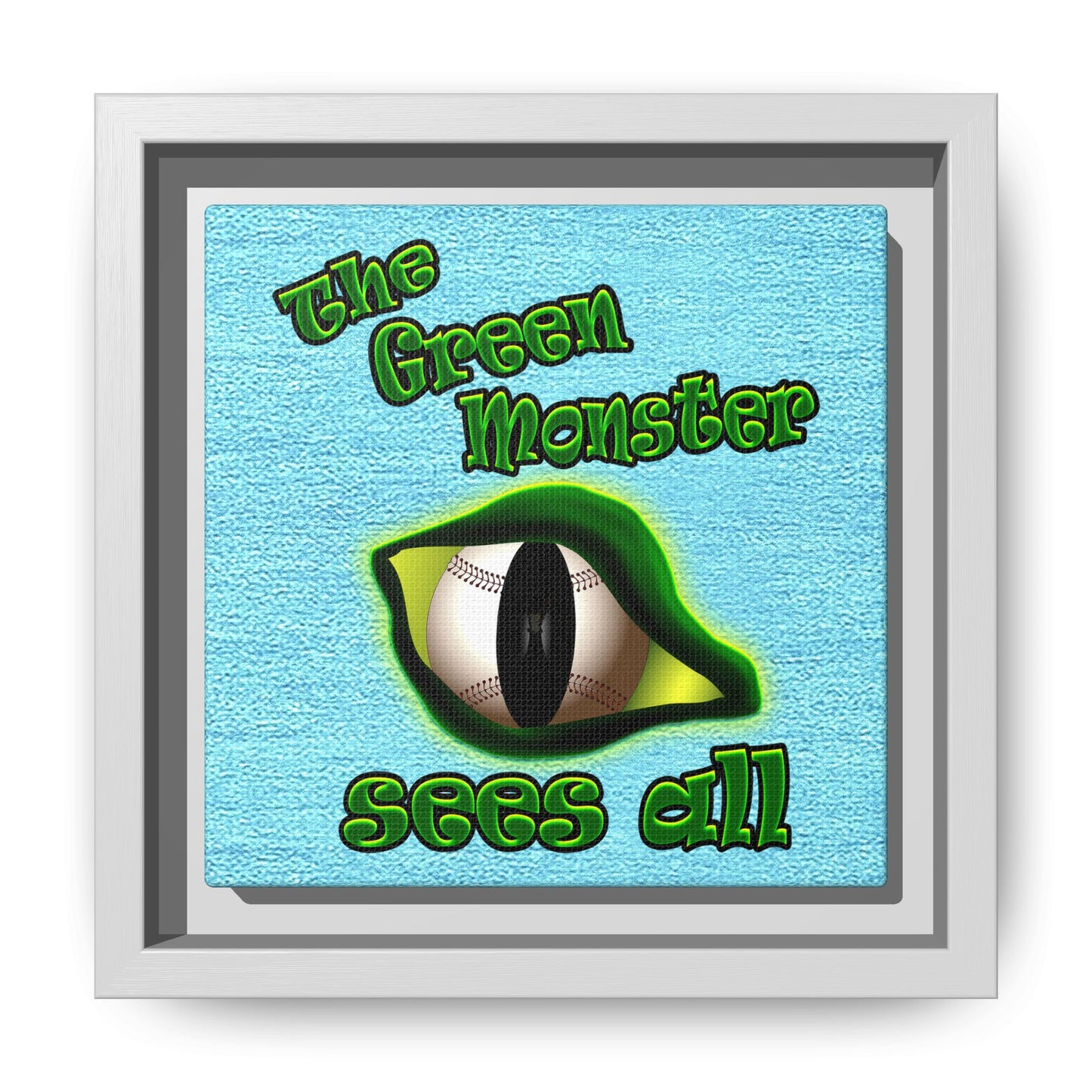 green monster - framed canvas art (faded blue)