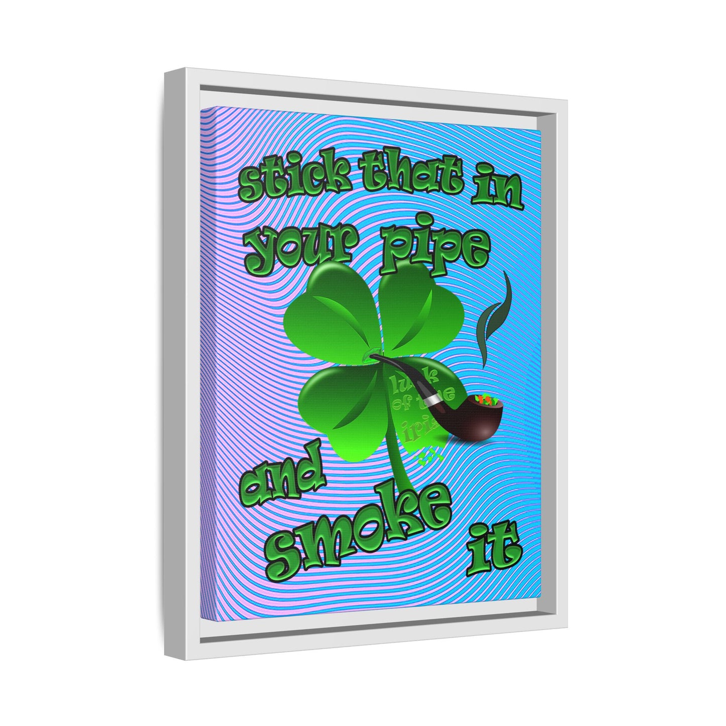 stick that in your pipe and smoke it - framed canvas art (light blue-purple wave)