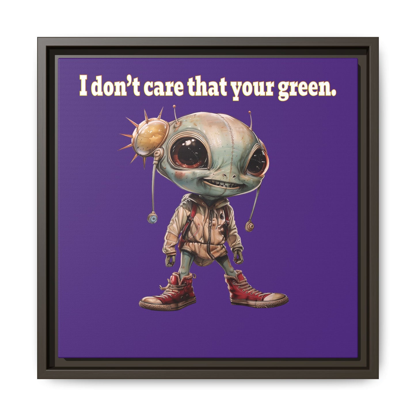 I don't care that your green - framed canvas art (purple)