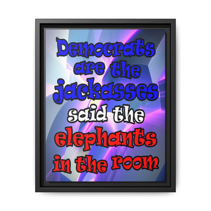 donkeys and elephants - framed canvas art (grey-pink wave)