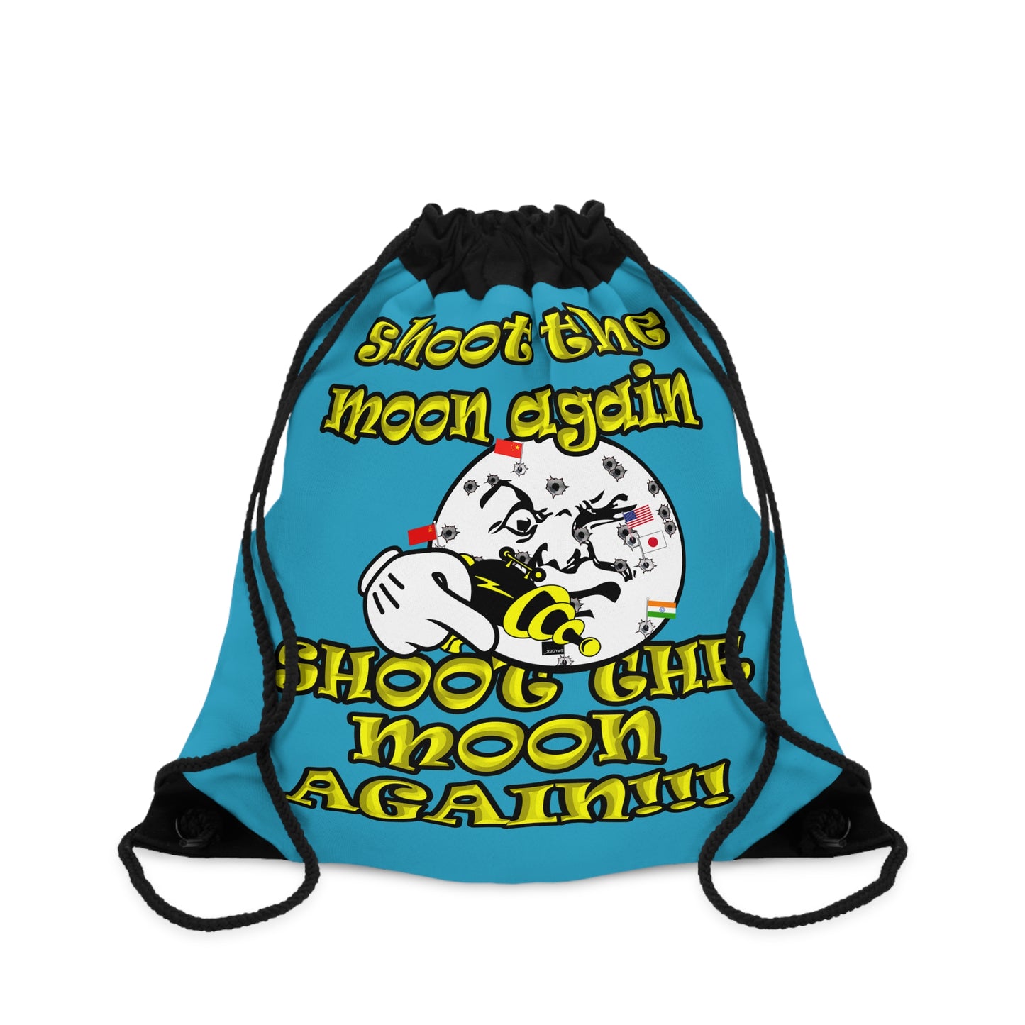 shoot the moon again - Drawstring Bag (turquoise)
