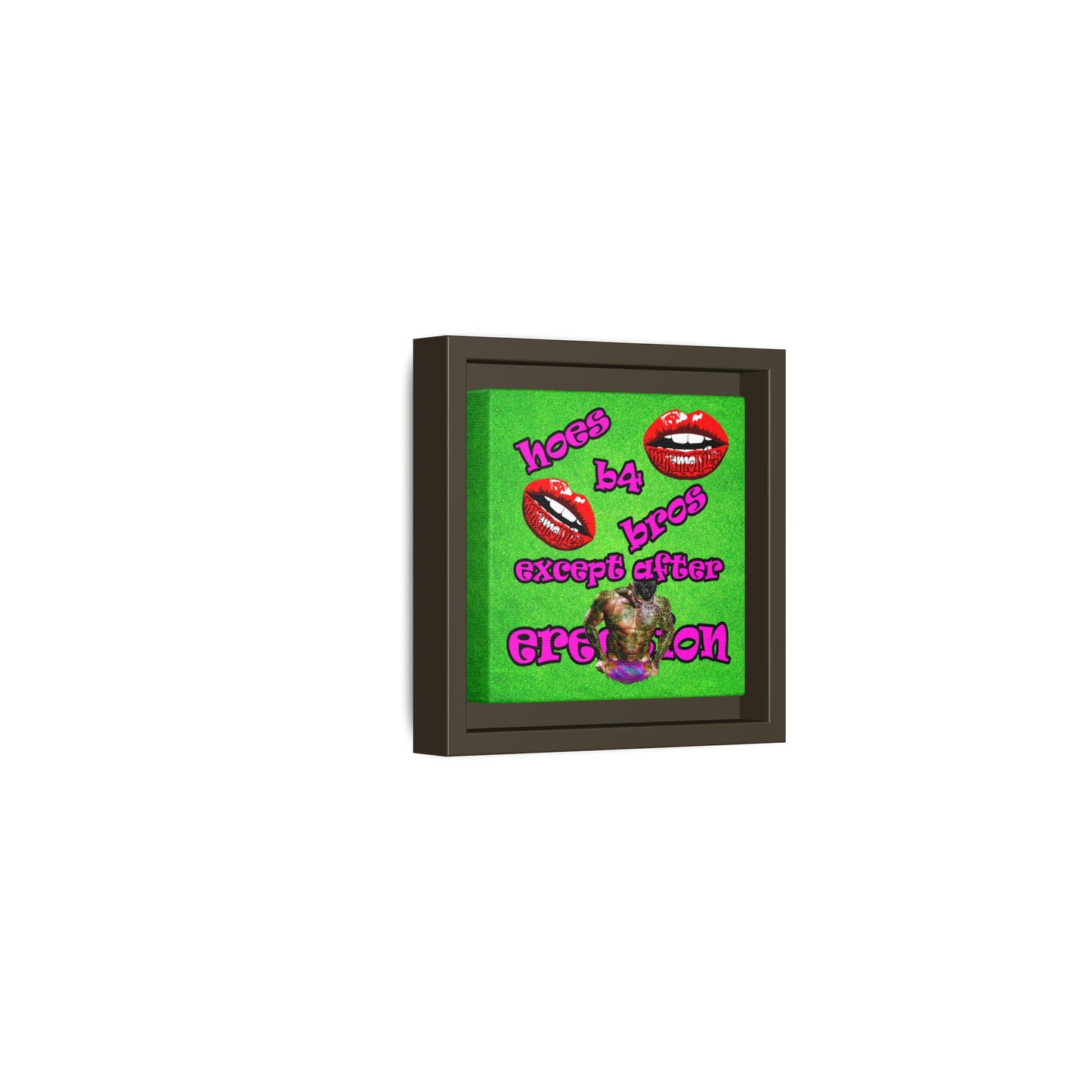 hoes b4 bros - framed canvas art (green turf)