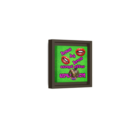 hoes b4 bros - framed canvas art (green turf)