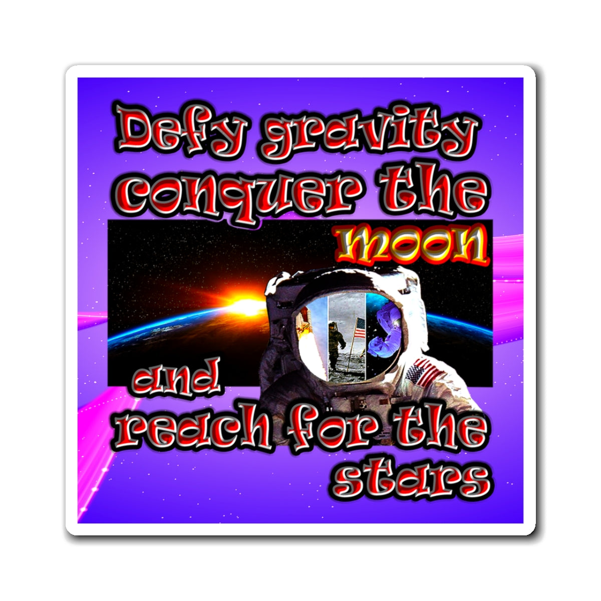 defy conquer reach - Magnets - (purple-pink wave)