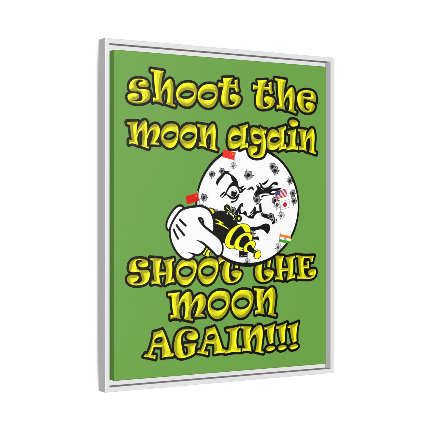 shoot the moon again - framed canvas art (green)