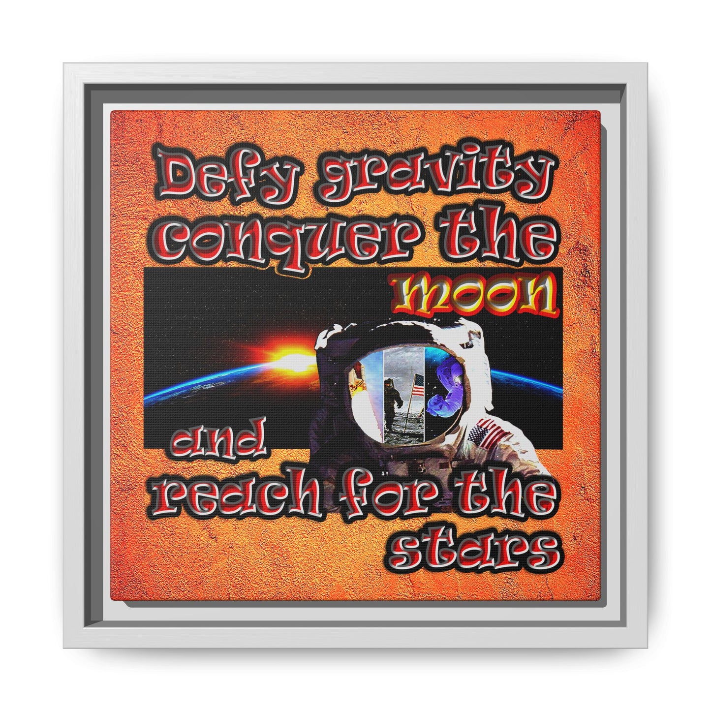 defy conquer reach - framed canvas art (burnt orange)