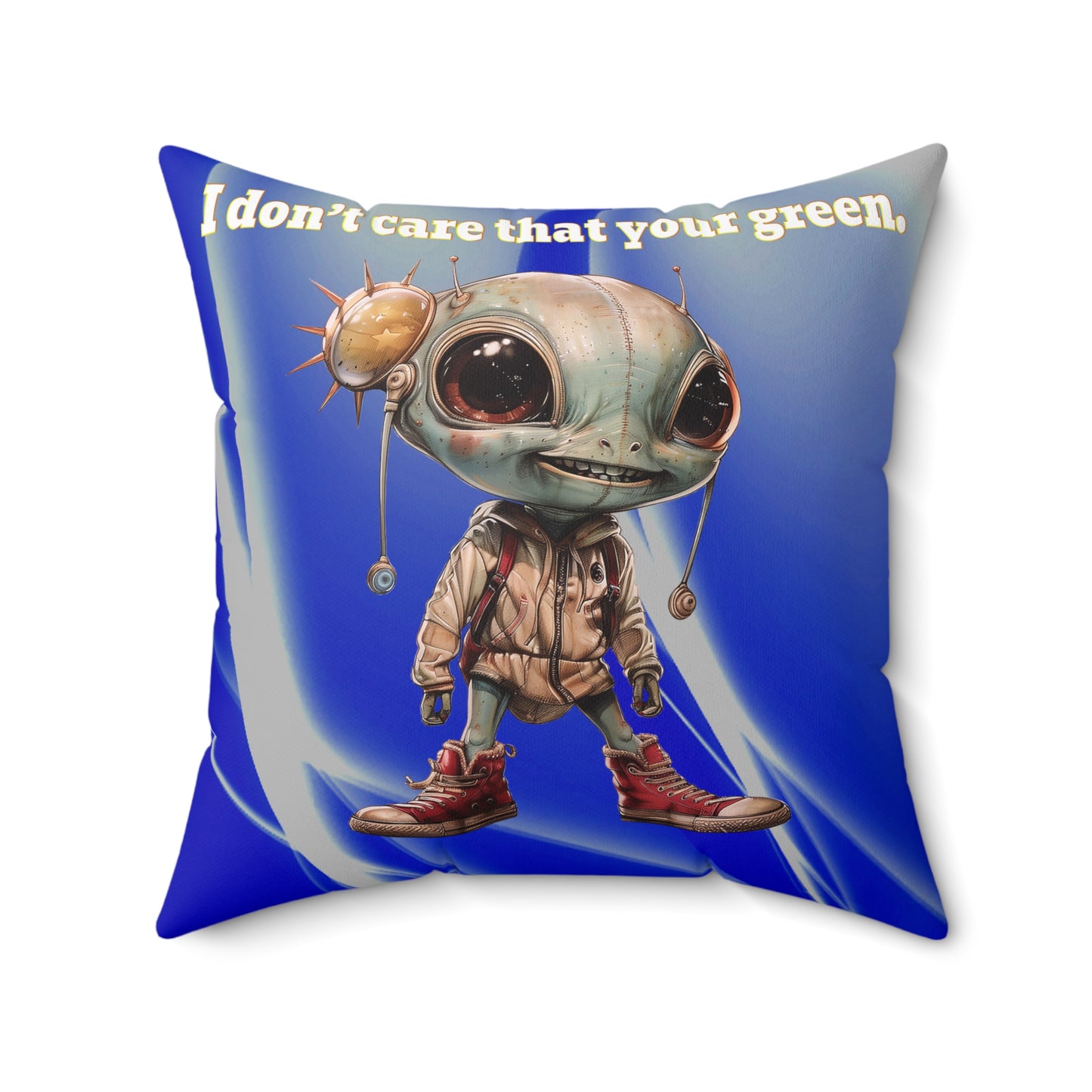 I don't care that your grey - Spun Polyester Square Pillow - (blue-white wave)