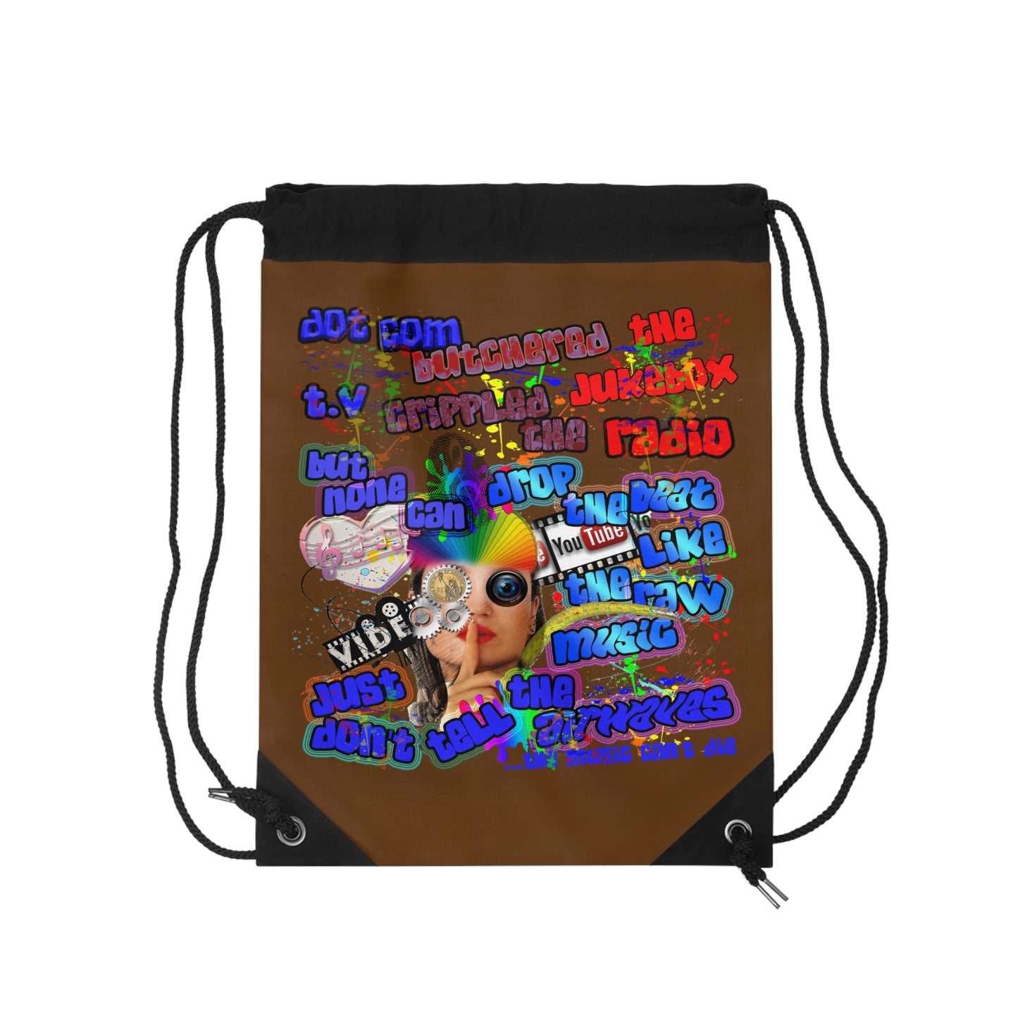 drop the beat - Drawstring Bag (brown)