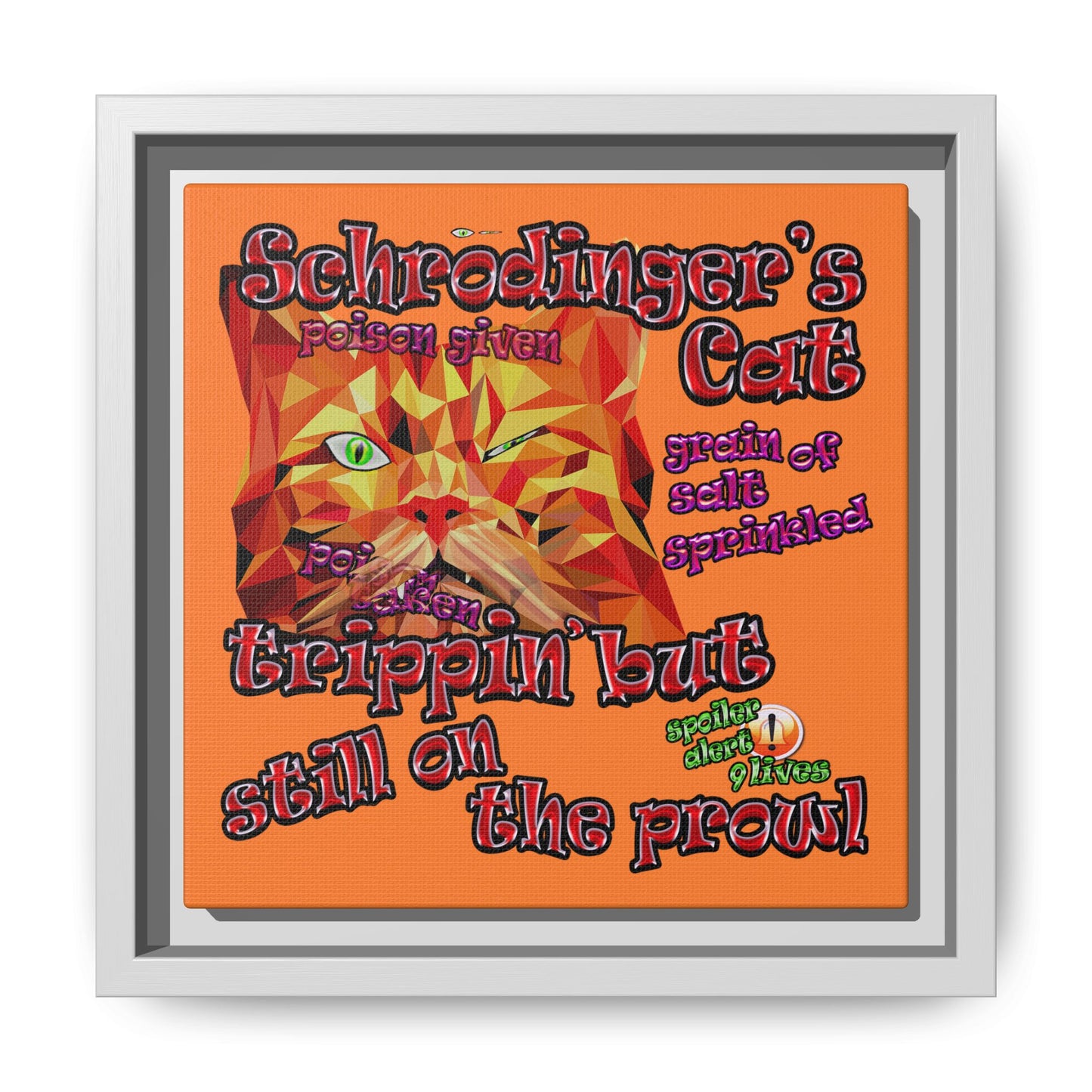 schrodinger's cat - framed canvas art (crusta)