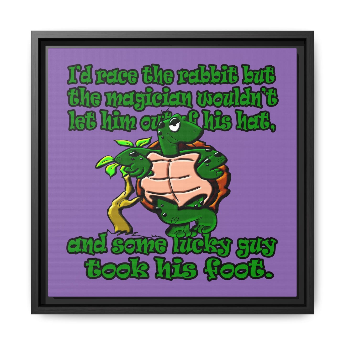 turtle race - framed canvas art (light purple)