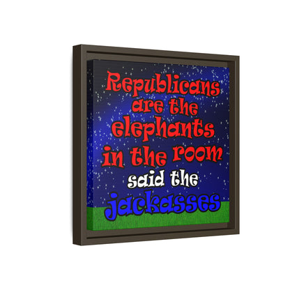 donkeys and elephants - framed canvas art ('snoops' background)