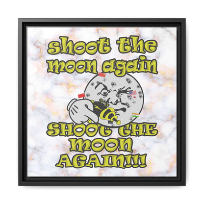 shoot the moon again - framed canvas art (white marble)