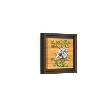 shoot the moon again - framed canvas art (butterscotch wood finish)