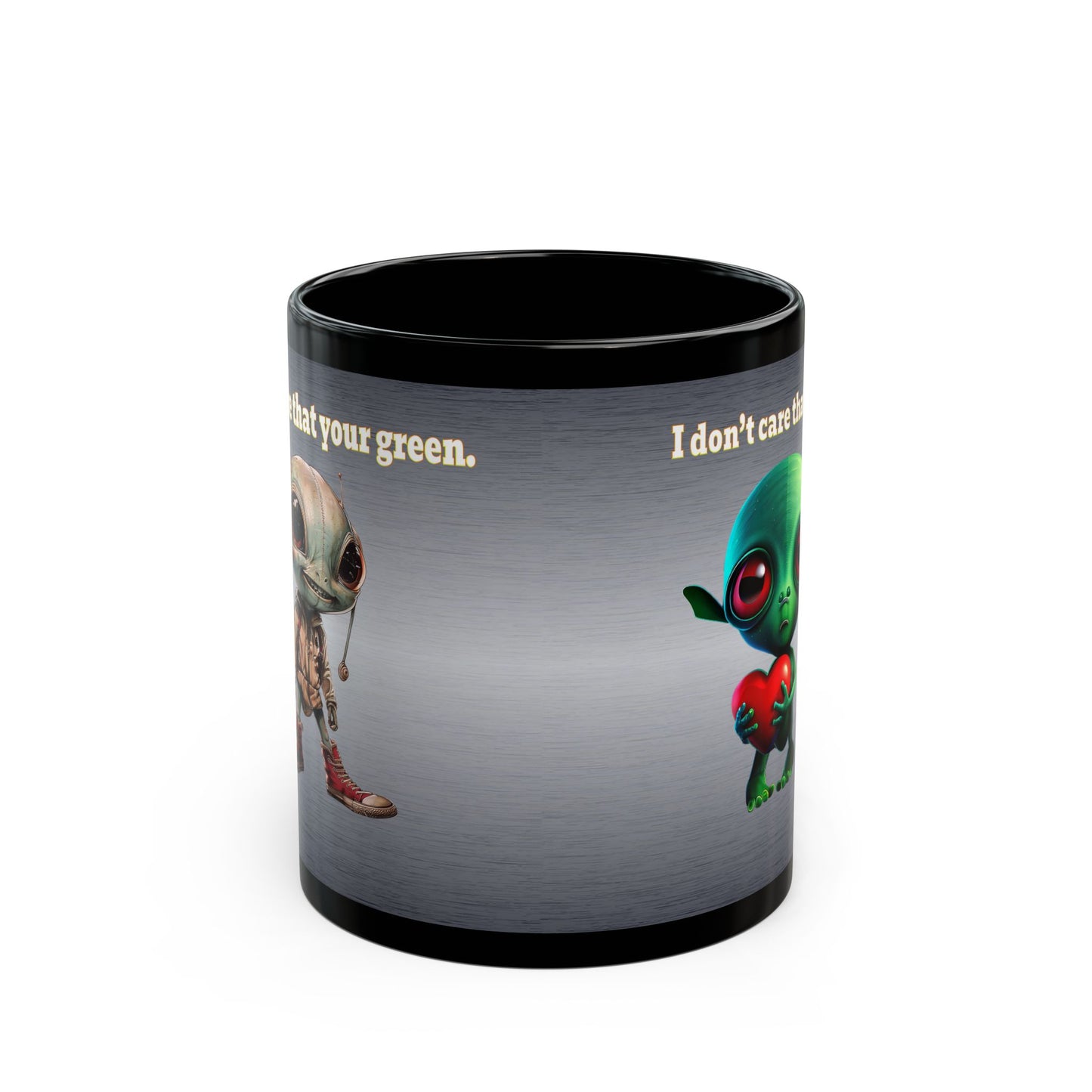 I don't care that your grey - Black Mug (brushed nickel)