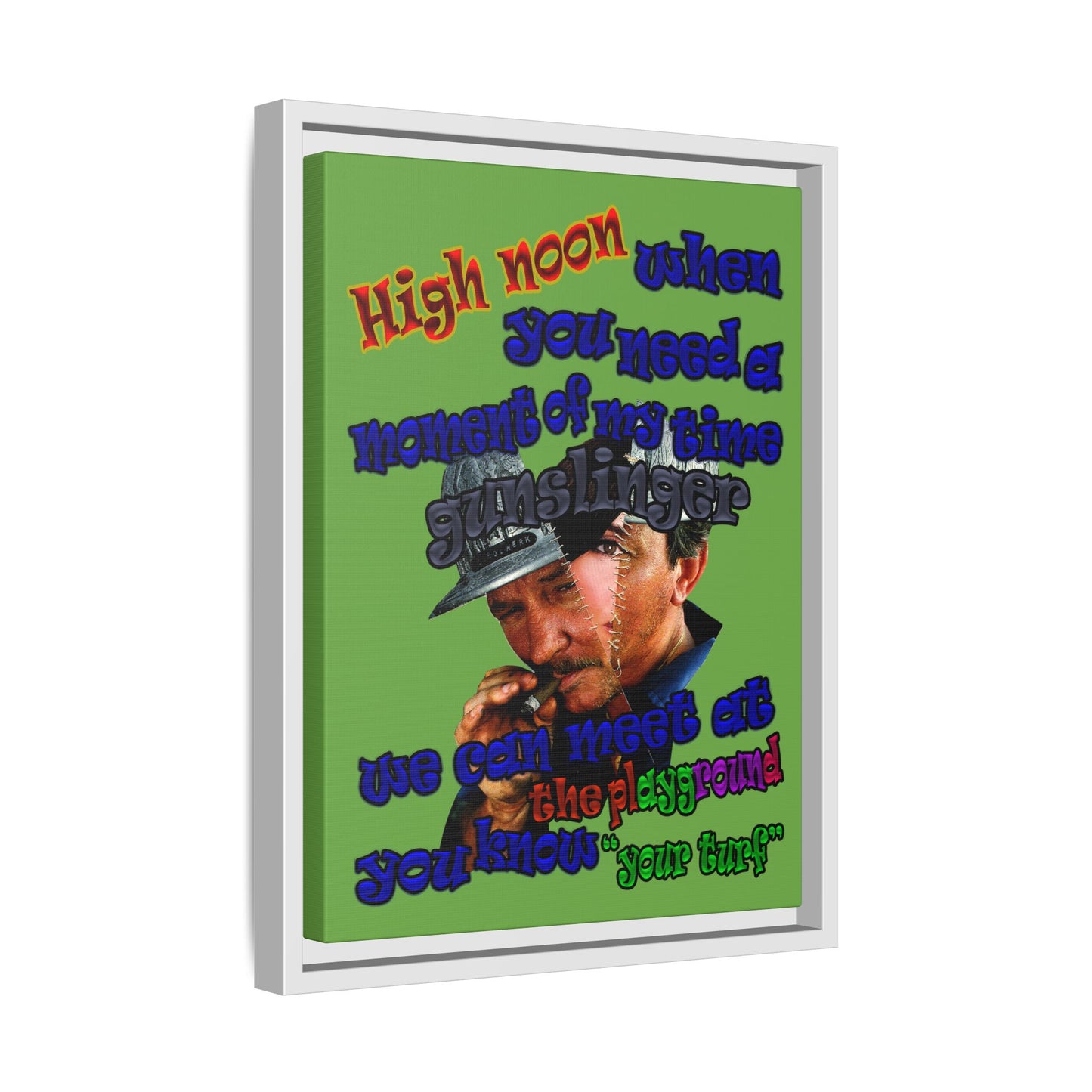 high noon - framed canvas art (green)